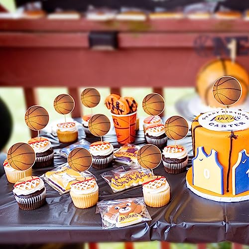 24Pcs Basketball Cupcake Toppers Star Sports Ball Cupcake Picks Baby Shower Basketball Sports Players Theme Birthday Party Cake Decorations Supplies (24 Count)