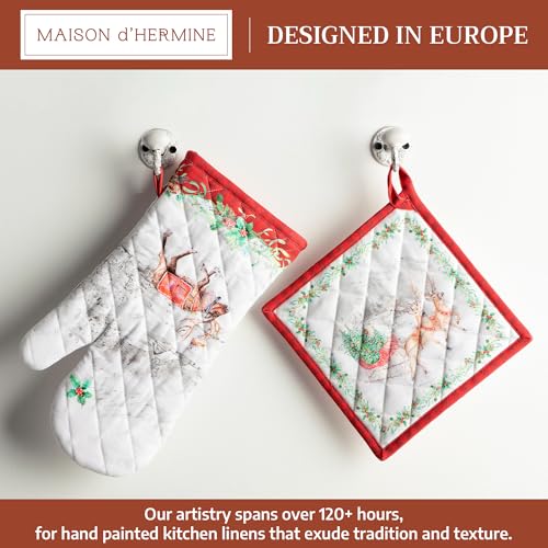 100% Cotton Oven Mitt & Pot Holder Set (114 - Christmas Tradition / 7.5" x 13" & 8" x 8" (Oven Mitt & Pot Holder))