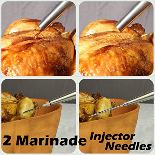 Stainless Steel Turkey Baster & Barbecue Basting Brush With 2 Flavor Injector Needles