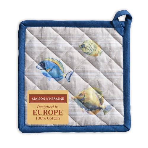 Pot Holders 100% Cotton Potholders (108 - Poisson / 8" x 8" (Pot Holder Pack of 1))