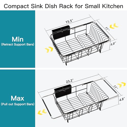 Black Dish Drying Rack in Sink (Black / For 12"-30"w Sink)