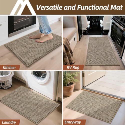 Dirt Trapper Door Mat 17"x30" Non Slip Washable Taupe (Taupe / 17inx30in)
