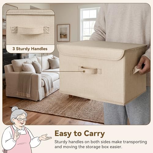 Memory Keepsake Storage Box (Ivory White&Khaki / Large-2 Pack)