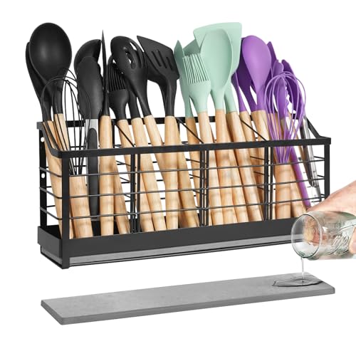Large Kitchen Utensil Holder with Diatomite Base (4 Earth Base)