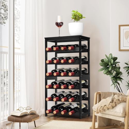 Wine Rack 24 Botttle Freestanding Floor (6 Tier Black)