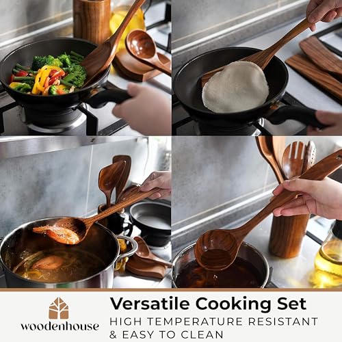Wooden Spoons for Cooking (12 Pcs Extended)