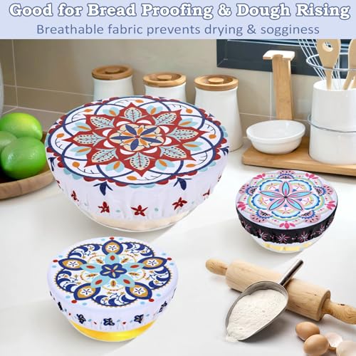 5Pcs Reusable Beeswax Elastic Bowl Covers for Bread Proofing and Food Cover (Pentagonal Floral)