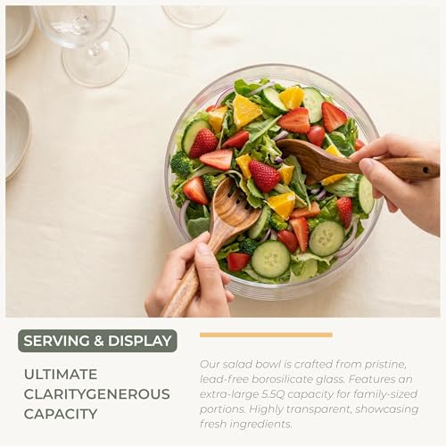 Salad Bowl Set Large (10-inch Salad Set with Glass Bowl)