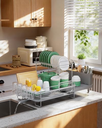 Extendable Dish Drying Rack (2-Tier / Gray)