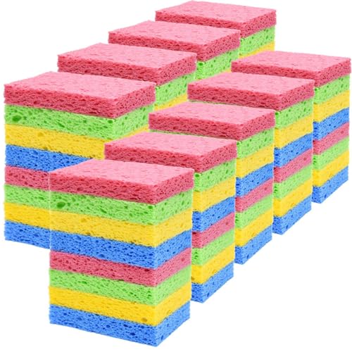 72 Pack Sponges Kitchen Natural Compressed Cellulose Sponges Bulk Non Scratch for Household Cookware Bathroom Cars Soft Super Absorbent Reusable
