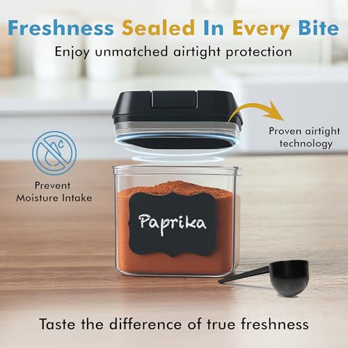9PC (0.5L | 17oz) Airtight Pantry Storage Containers with 6 Spoons (9 Count)