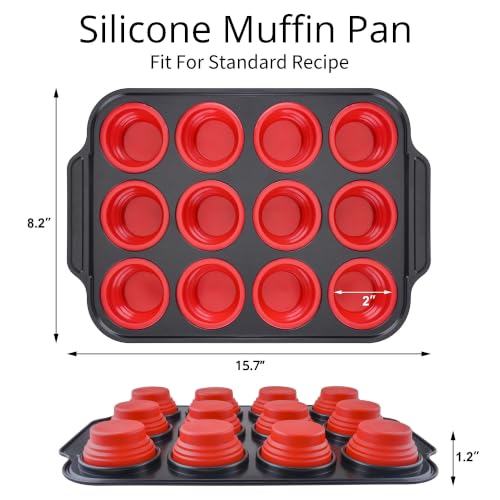 Silicone Muffin Pan for Baking with Metal Frame