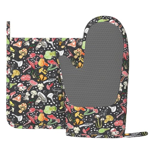 Fresh Mushroom Oven Mitts and Pot Holders Sets of 4 (One Size / Fresh Mushroom)
