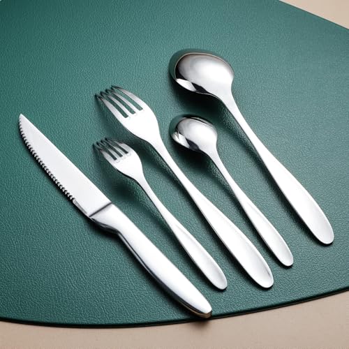 Silverware Set with Steak Knives (Mirror silver with Steak Knives)
