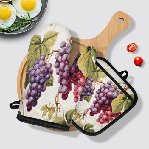 Vintage Grapes Vine Oven Mitts and Pot Holders Sets (2 Count)