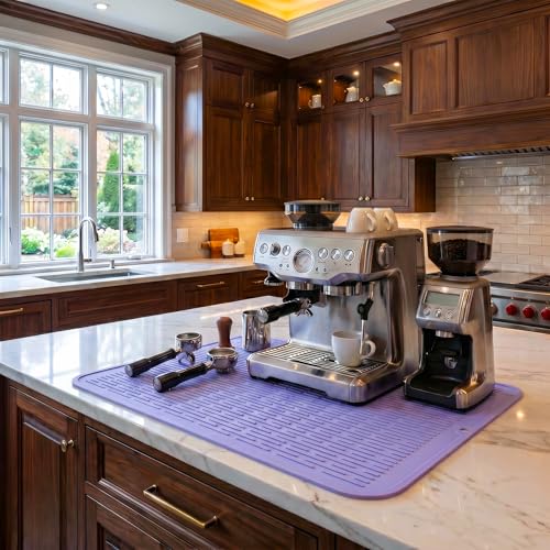 Silicone Dish Drying Mat for Multiple Usage (Light Purple / 28"L x 18"W)