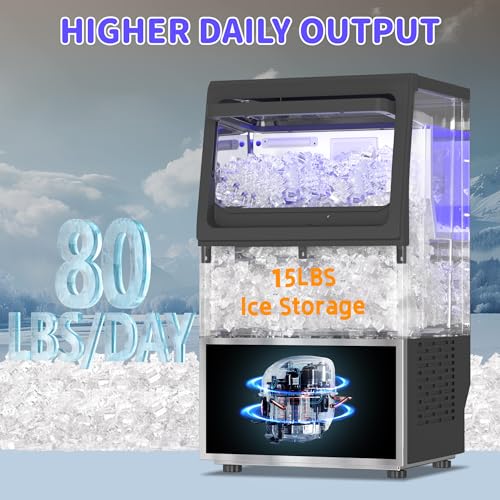 Nugget Ice Maker Machine 80LB (80Lbs/Day / Chewing ice)