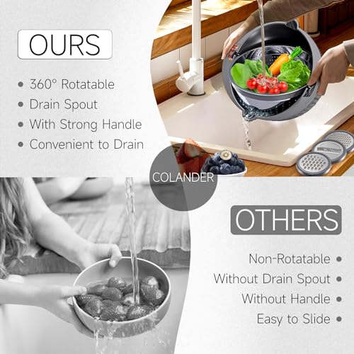 4 1 Colander with Lid Set (Dark Gray)