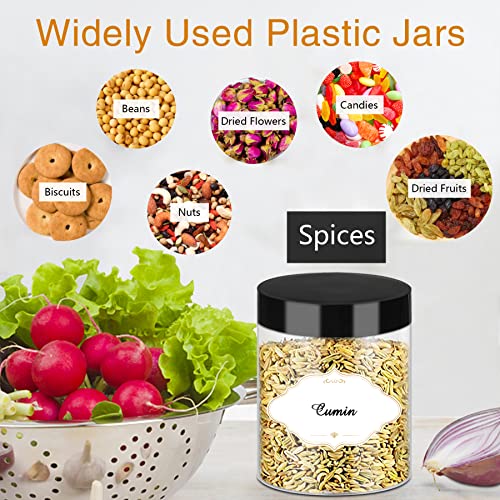 8 OZ Plastic Jars with Lids (8OZ 48Pcs Black)