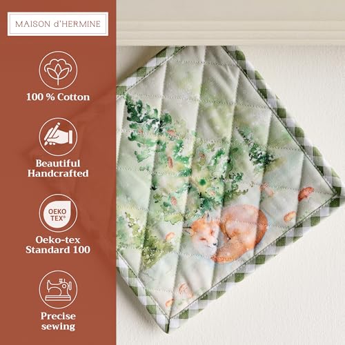 Pot Holders 100% Cotton Potholders (097 - Winter Mornings / 8" x 8" (Pot Holder Pack of 1))