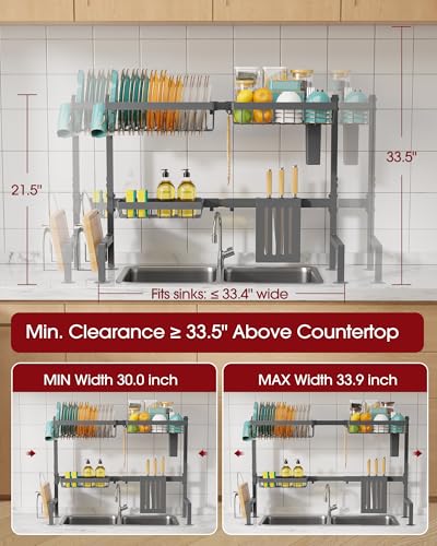 Over The Sink Dish Drying Rack (Gray / Standard - 3 Baskets)