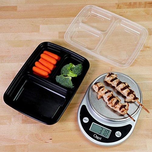Meal Prep Containers [21 Pack] 3 Compartment with Lids (24OZ-21PK)