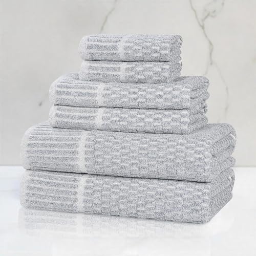 Juno Viscose Cotton Blend Medium Weight Towels (6 Piece Towel Set / Denim Blue)