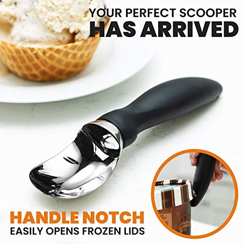 Heavy Duty Metal Ice Cream Scoop with Soft Grip Handle