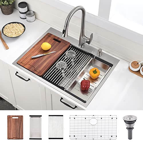 30 Inch Drop In Kitchen Sink (30" x 22"x 10"（( R10 Corner ) / Stainless Steel)