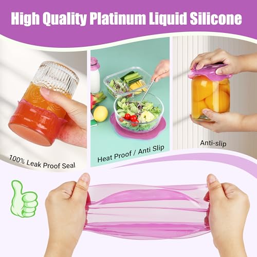 Silicone Stretch Lids for Food Storage in Fridge (6 Pcs Purple)