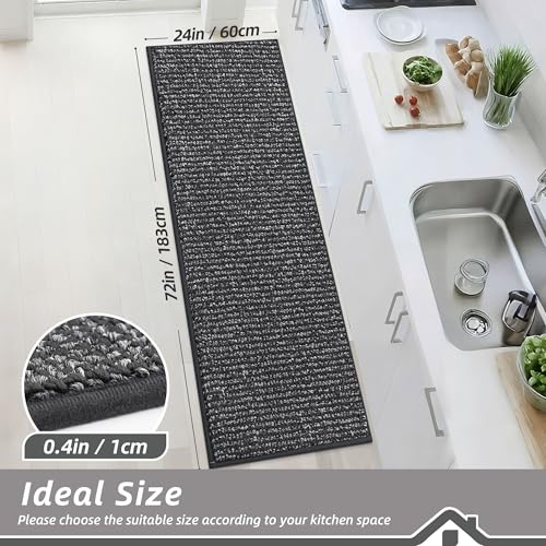 Kitchen Runner Rugs 24"x72" (Charcoal / 24" X 72" (Rectangular))