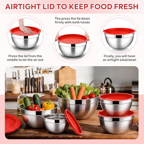 Mixing Bowls with Lids Set (Red / 10 Piece)
