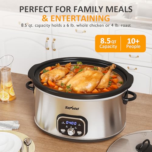 Slow cooker Pot 8.5 QT Programmable Stainless Steel Color (8.5 Quarts / Silver)