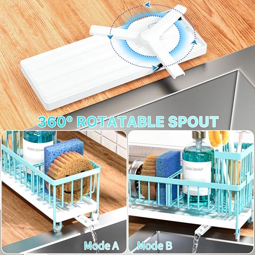 Sponge Holder for Kitchen Sink (Turquoise - 9.25″)