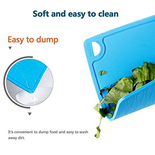 Thick Cutting Boards for Kitchen Silicone Chopping Board Set of 2 Mid 12.6'' x 9.1” (9.1"L x 7.1"W & 12.6"L x 9.1"W / Blue)