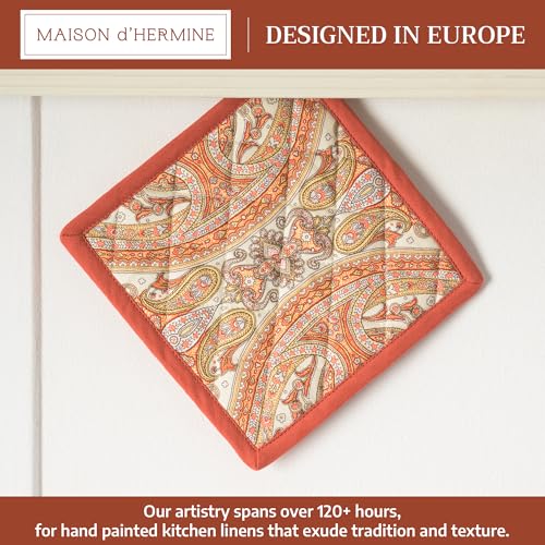 Pot Holders 100% Cotton Potholders (023 - Kashmir Paisley / 8" x 8" (Pot Holder Pack of 1))