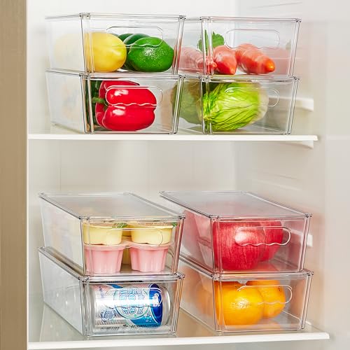 10pcs Clear Stackable Storage Bins with Lids (With Lid)