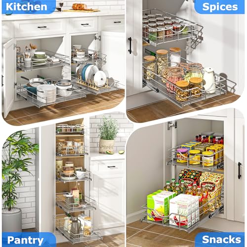 Soft Close Slide Out Cabinet Shelf (W11 (11"W x 22"D) / 1 Tier)