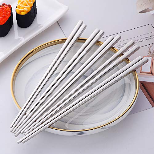 5 pair Stainless Steel Chopsticks (nice silver)