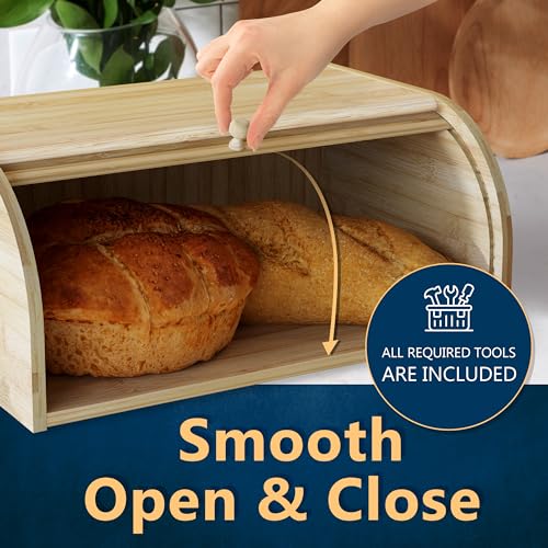 Bamboo Bread Box Space Saving Rustic Roll