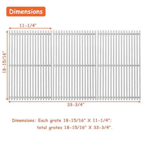 18.7" Cooking Grates for Weber GS4 Genesis II LX 400 SER II E (18.7” x 33.3”)