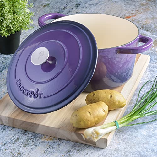 Artisan 7 Quart Round Enameled Cast Iron Dutch Oven (Lavender Purple / 7-Quart)
