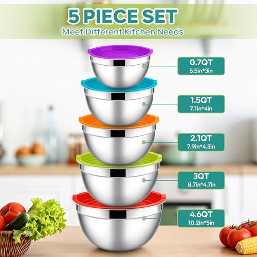 Mixing Bowls with Lids Set (Multicolor / 10 Piece)