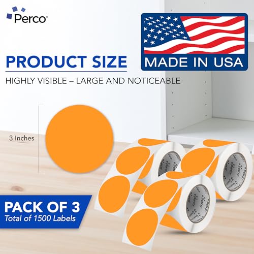 Neon Orange Perforated Round Circle Dot Sticker 3 (Neon Orange / 3 Inch)
