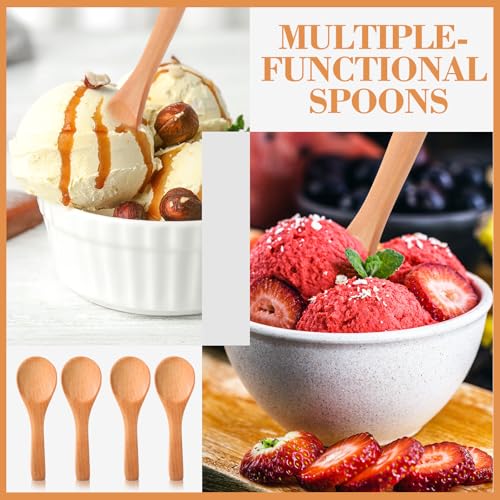 200 Pcs Small Wooden Spoons (Light Brown)