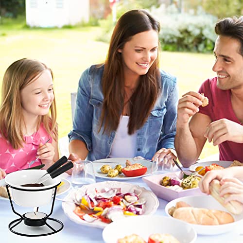 4Pcs Fondue Pot Set for Chocolate Butter Cheese (Round)