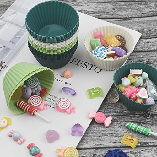 24 Pack Silicone Baking Cups Reusable Muffin Liners Non (Morandi)