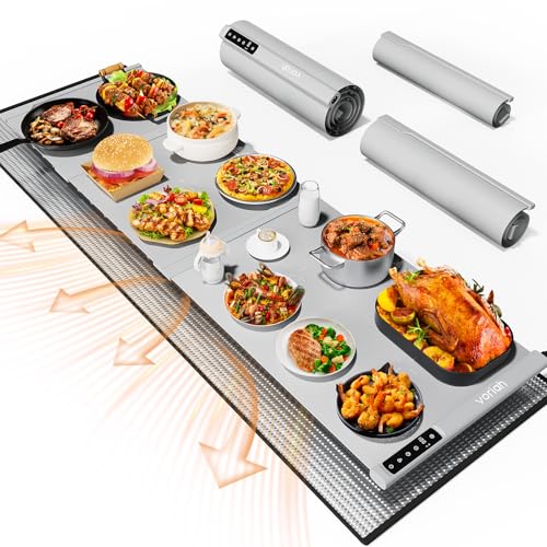 54'' Food Warming Mat with Heat (2X-Large-54*16'' / Silver Gray)