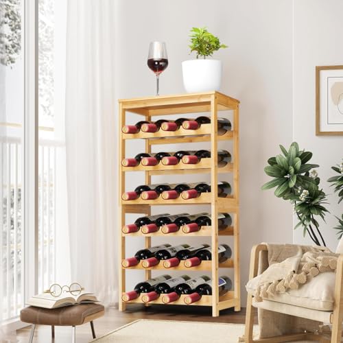 Wine Rack 24 Botttle Freestanding Floor (6 Tier Natural)