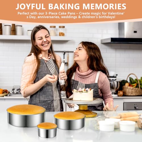 4/7/9-Inch Cake Pan Set, Removable Bottom, 304 Stainless Steel (4 Inch, 7 Inch, 9 Inch (Set of 3))